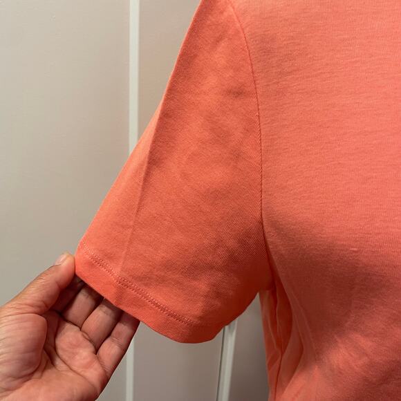 Jones New York Signature Orange pullover Tee extra Large metal logo on hem Vneck - Picture 9 of 10